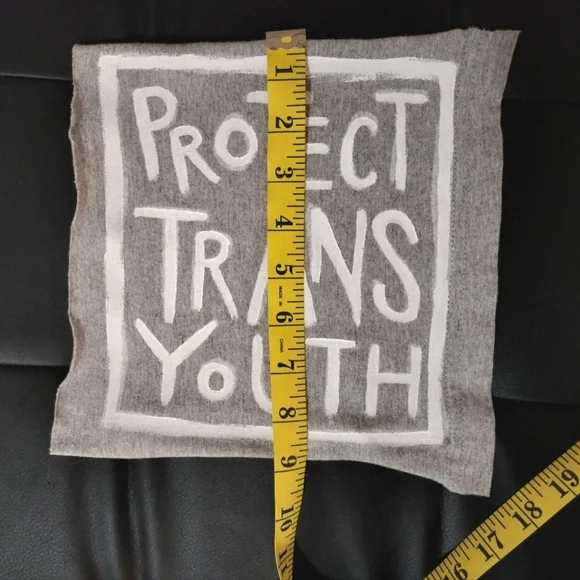 Handpainted PROTECT TRANS YOUTH 9x9" Grey Patch - Picture 4 of 4